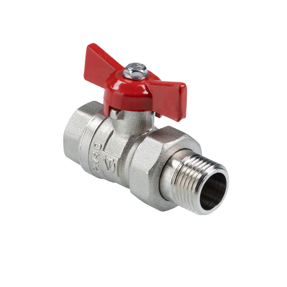 Шаровой кран «СТАНДАРТ» никелированный (ГОСТ) c полусгоном VT.127.N