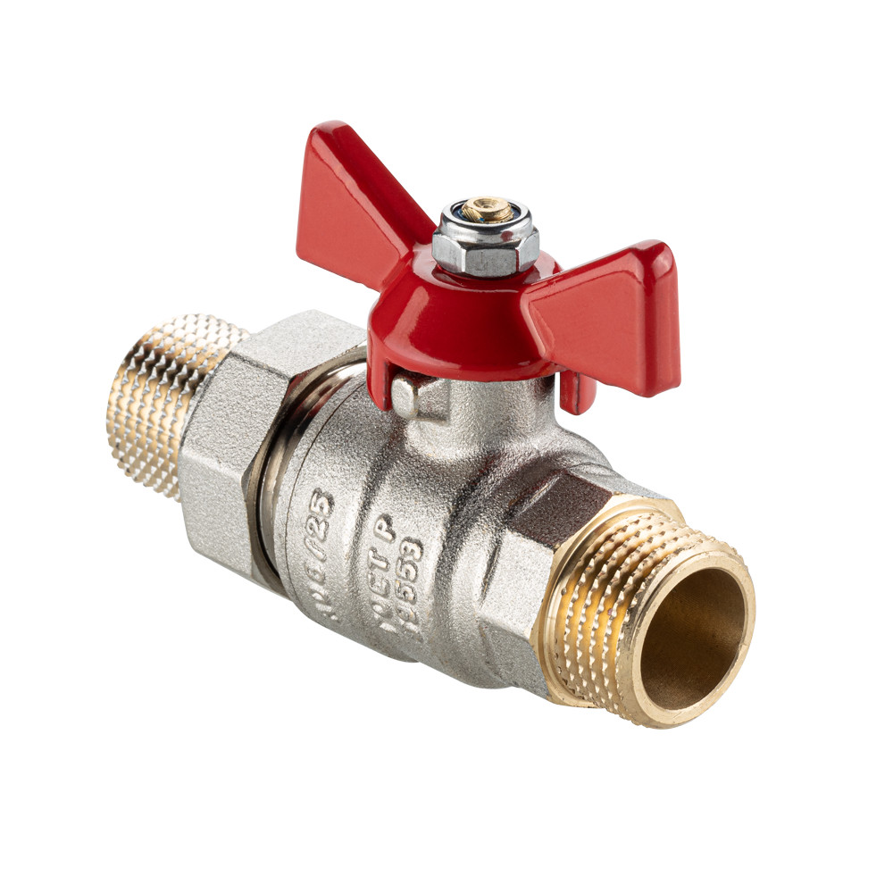 Кран шаровой «BASE-ГОСТ» со сгоном, ручкой-бабочкой и наружной резьбой VT.226S.N