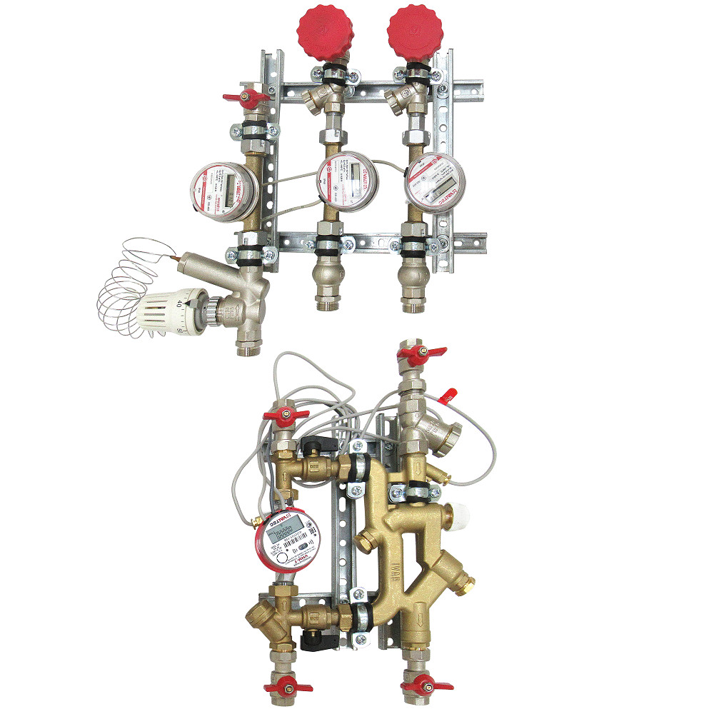 Квартирная станция для систем отопления и водоснабжения  вертикального размещения с рециркуляцией ГВС VT.NM.VFR