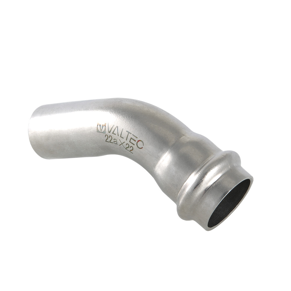 Угольник 45° (раструб–труба) нержавеющая  сталь VTi.958.I