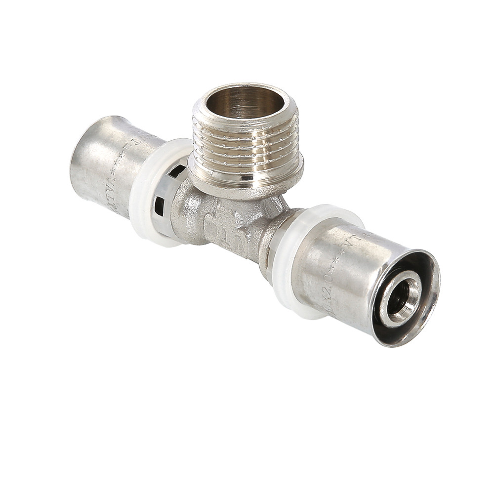 Пресс-фитинг – тройник с переходом на наружную резьбу VTm.233.N