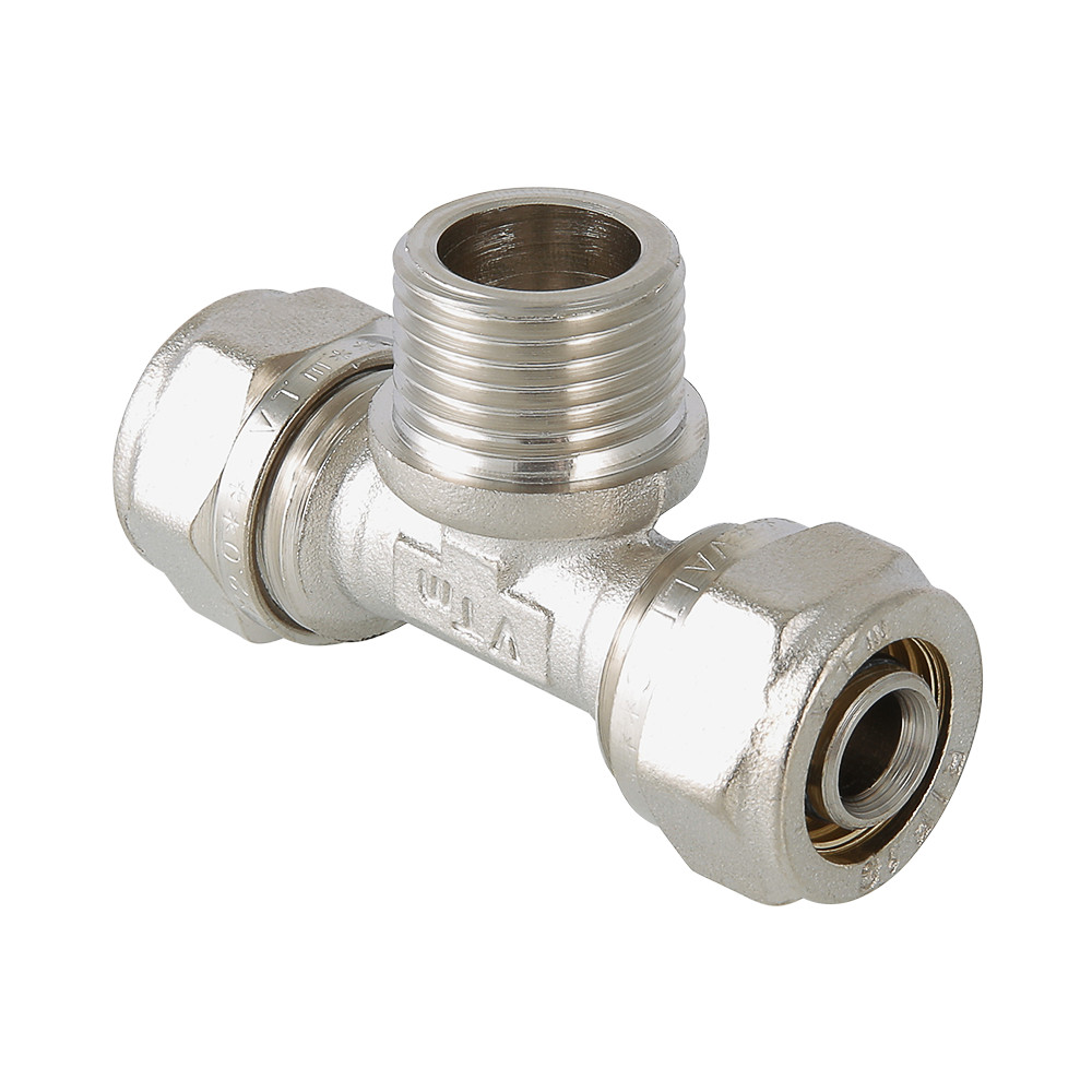 Фитинг обжимной – тройник с переходом на наружную резьбу VTm.333.N