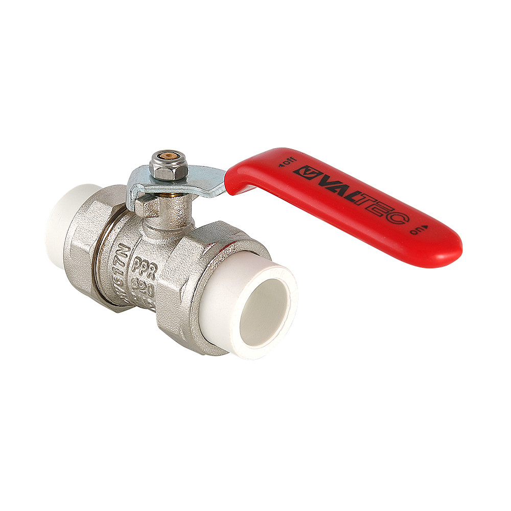 Кран шаровой латунный с двумя переходами на полипропиленовую трубу VTp.745.0