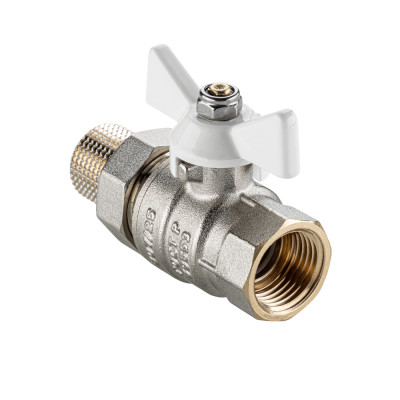 Кран шаровой «BASE-ГОСТ» со сгоном и белой ручкой-бабочкой VT.227S.NW
