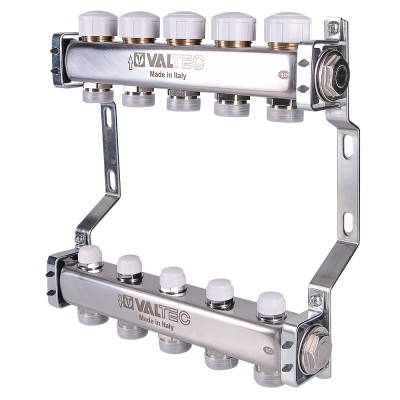 Коллекторный блок из нержавеющей стали с регулирующими и балансировочными клапанами  VTc.582.EMNX