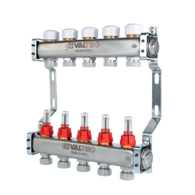 Коллекторный блок из нержавеющей стали с регулирующими клапанами и расходомерами VTc.584.EMNX